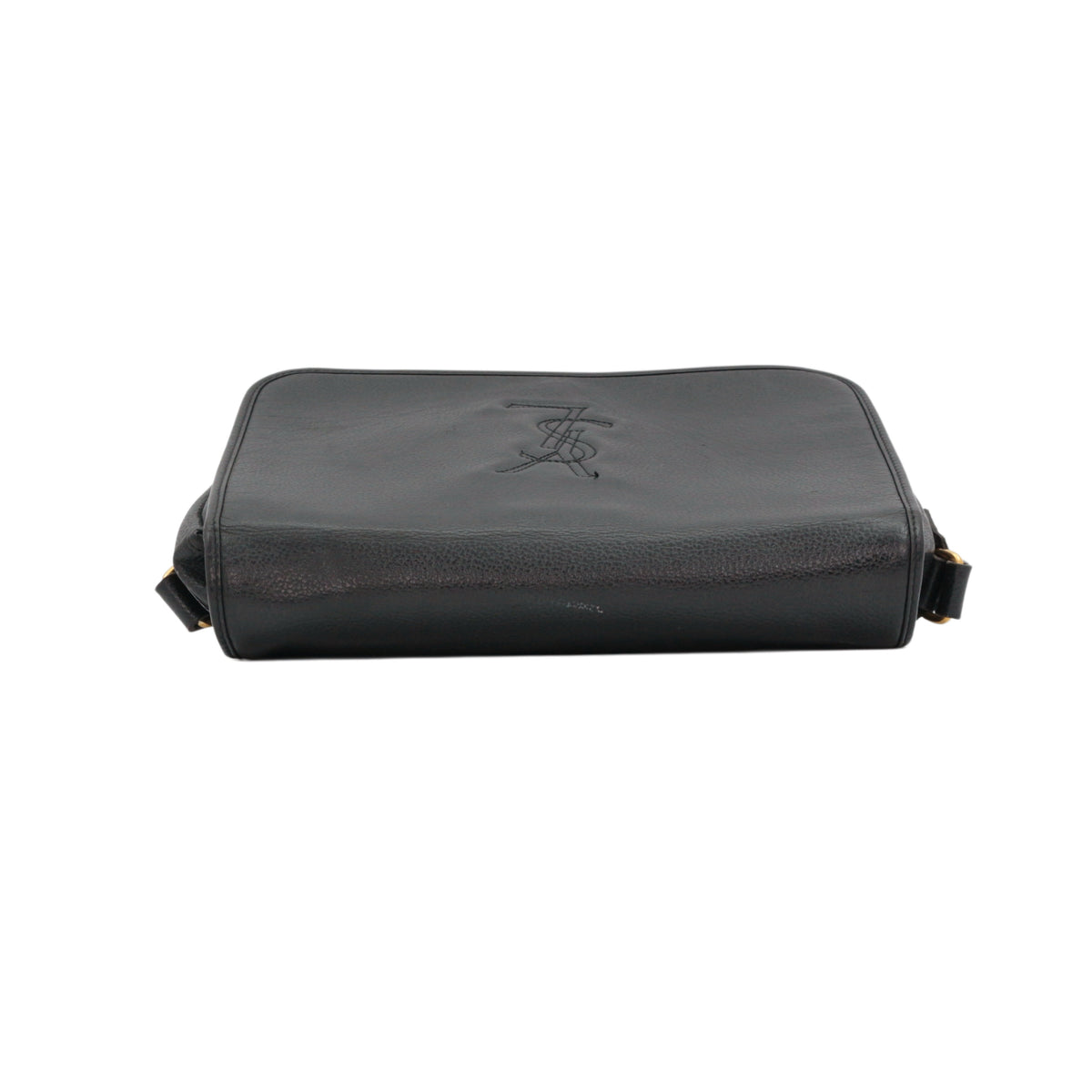 YVES SAINT LAURENT Vintage Black Leather YSL Logo Flap Shoulder Bag [Used]