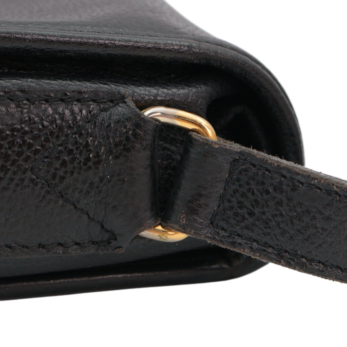 YVES SAINT LAURENT Vintage Black Leather YSL Logo Flap Shoulder Bag [Used]
