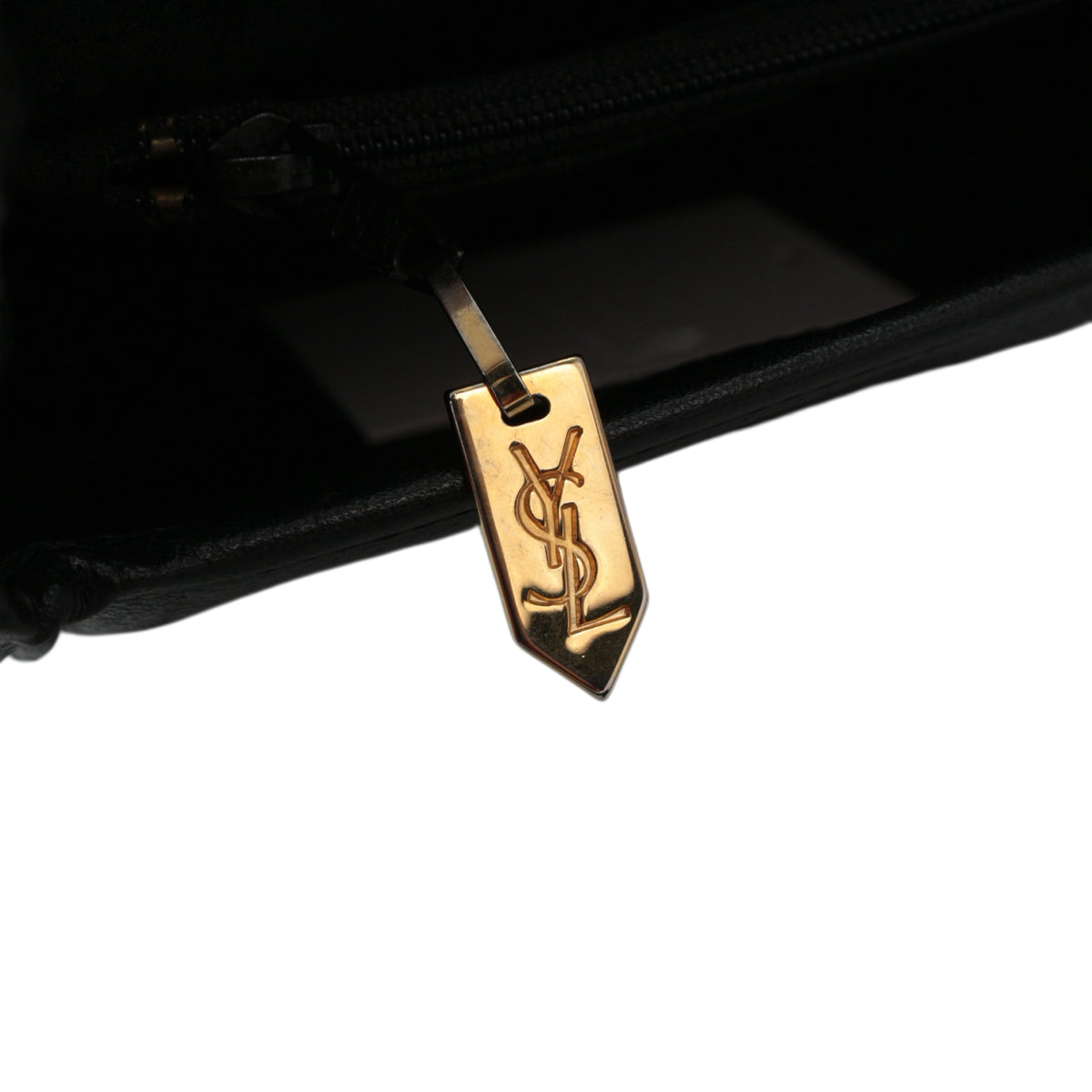 YVES SAINT LAURENT Vintage Black Leather YSL Logo Flap Shoulder Bag [Used]