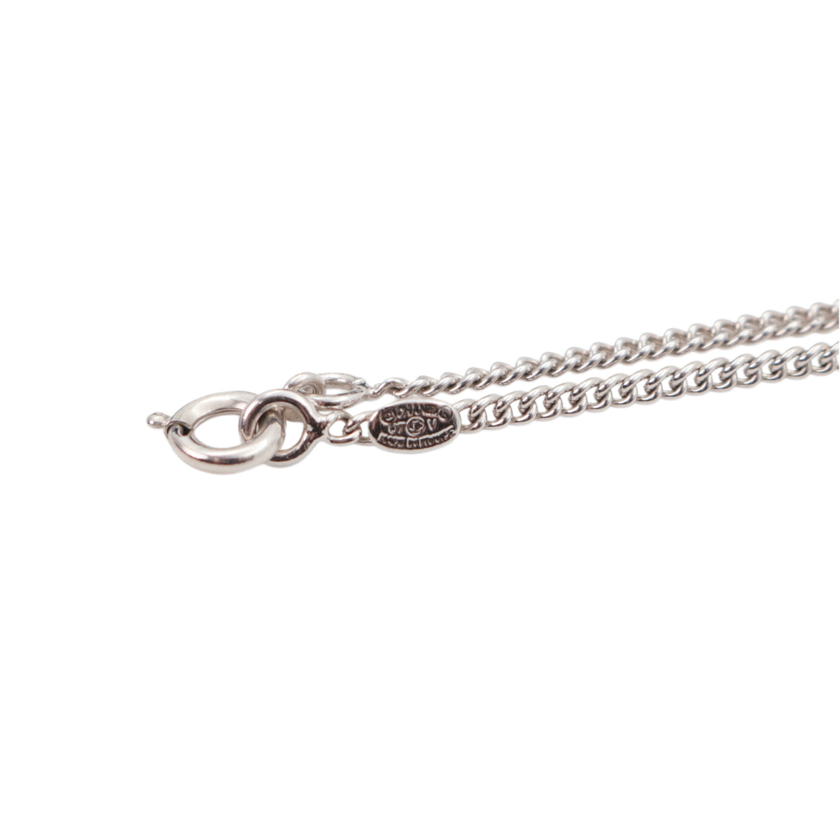 CHANEL 07V Black & Silver Double CC Pendant Necklace [Used]