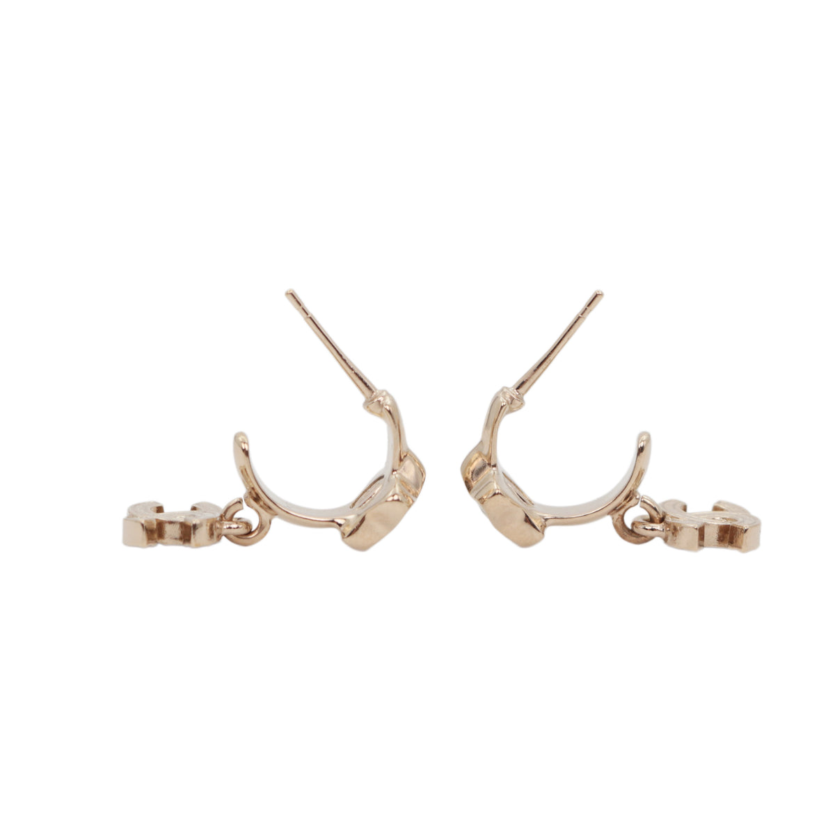 CHANEL A25B Gold Tone Crystal Star Double CC Drop Earrings [Used]