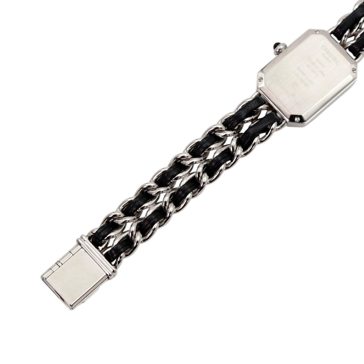 CHANEL Vintage Première Black & Silver Leather Chain Watch Size M [Used]