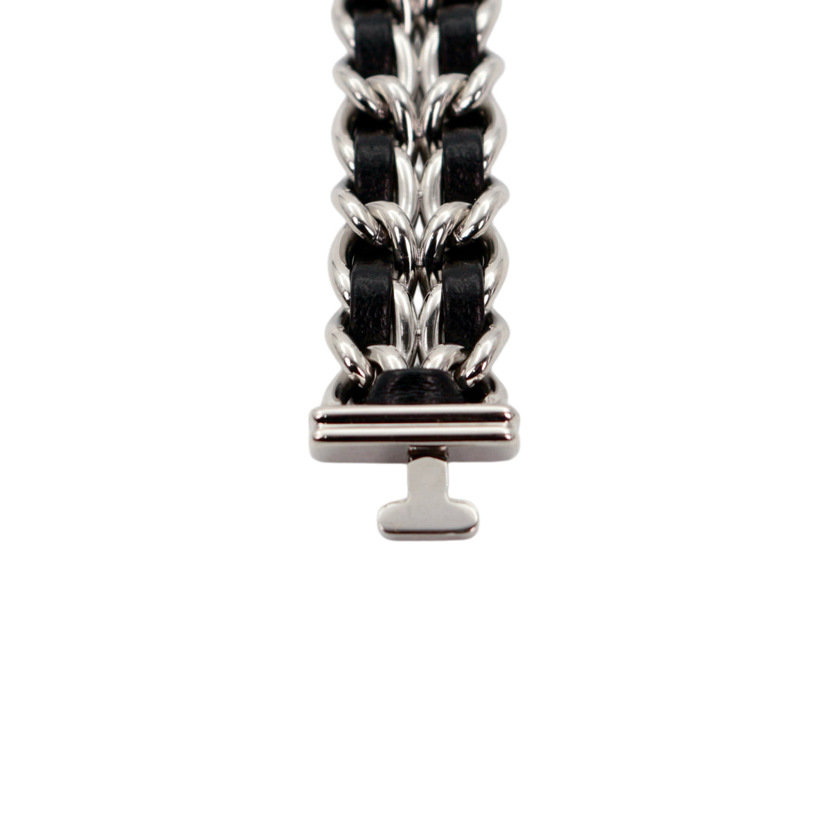 CHANEL Vintage Première Black & Silver Leather Chain Watch Size M [Used]