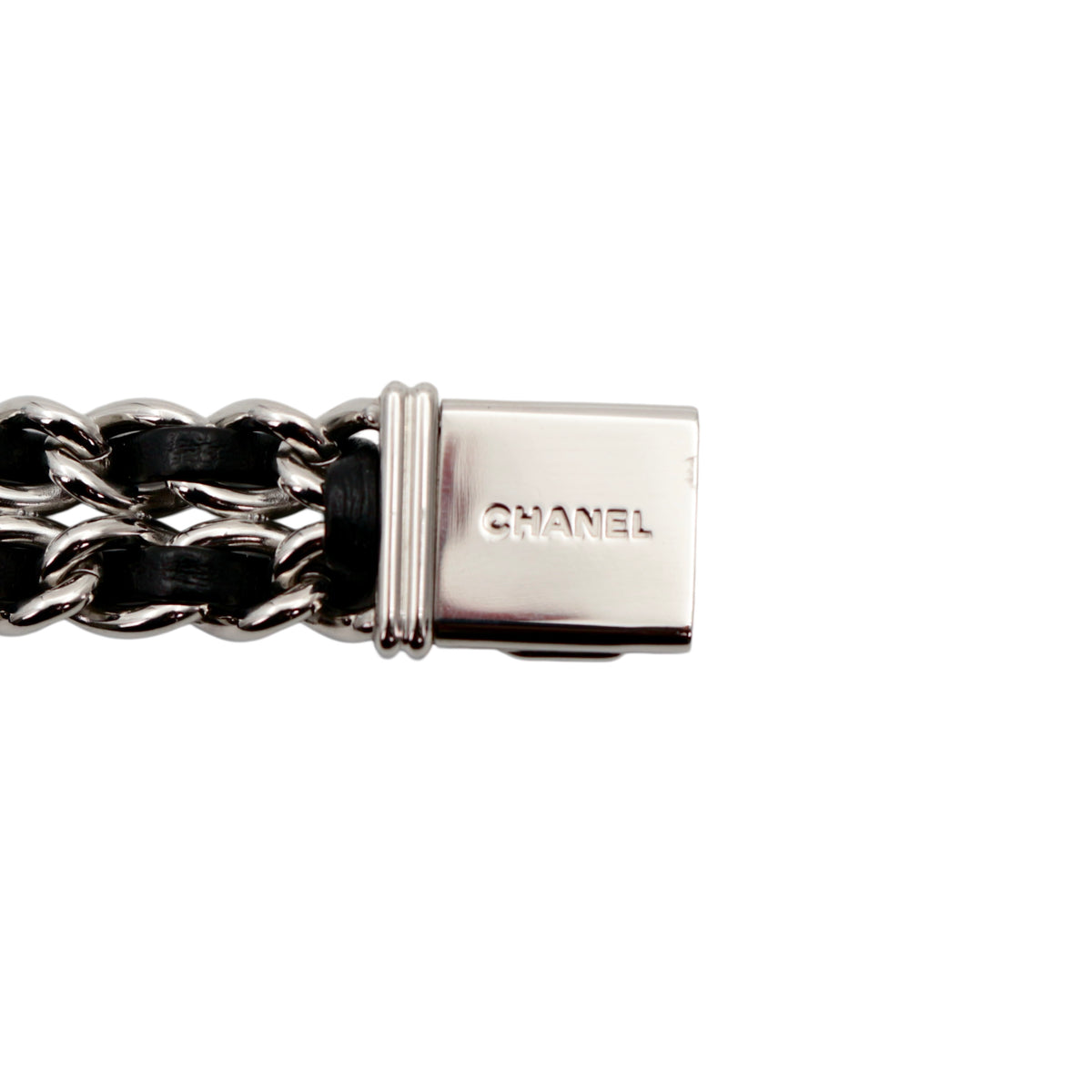 CHANEL Vintage Première Black & Silver Leather Chain Watch Size M [Used]