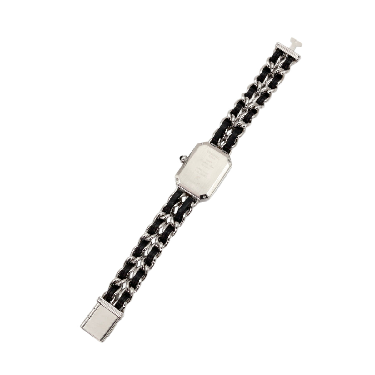 CHANEL Vintage Première Black & Silver Leather Chain Watch Size M [Used]