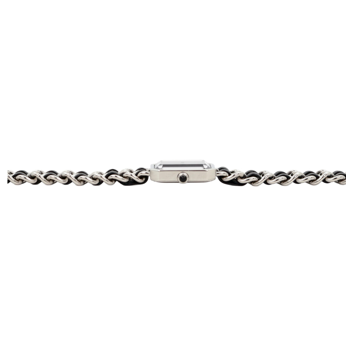 CHANEL Vintage Première Black & Silver Leather Chain Watch Size M [Used]