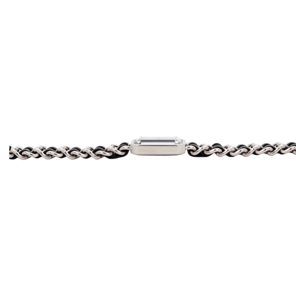 CHANEL Vintage Première Black & Silver Leather Chain Watch Size M [Used]