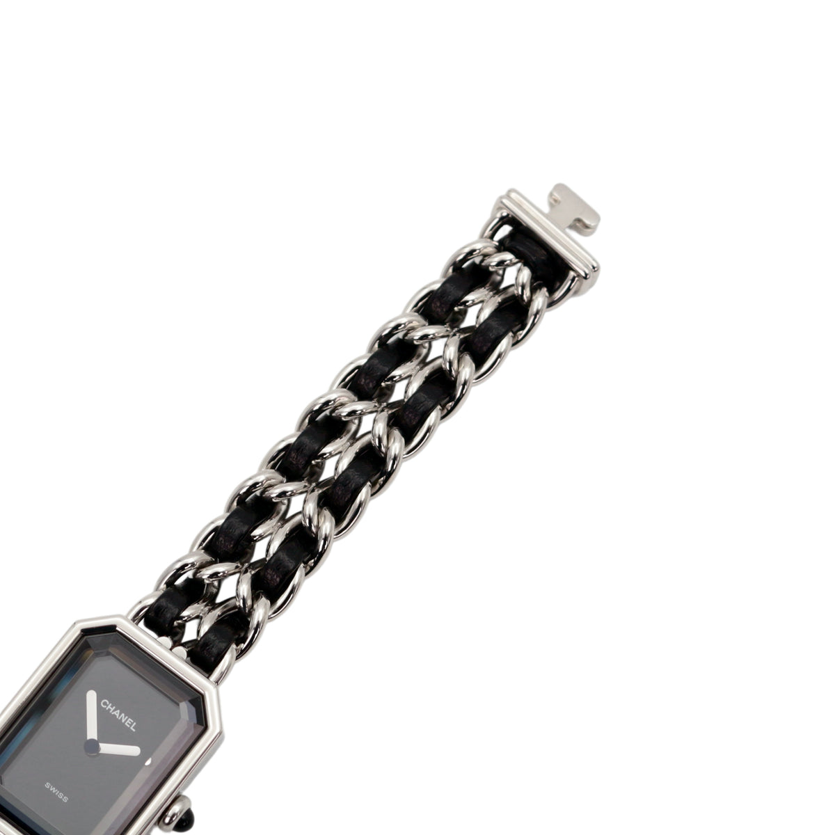 CHANEL Vintage Première Black & Silver Leather Chain Watch Size M [Used]
