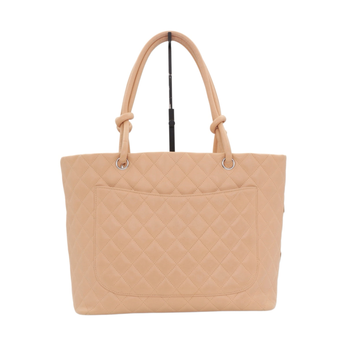 CHANEL Beige Quilted Calfskin & Patent Leather Large Cambon Ligne Tote Bag [Used]