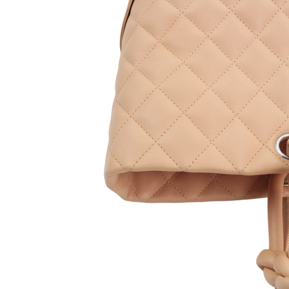 CHANEL Beige Quilted Calfskin & Patent Leather Large Cambon Ligne Tote Bag [Used]