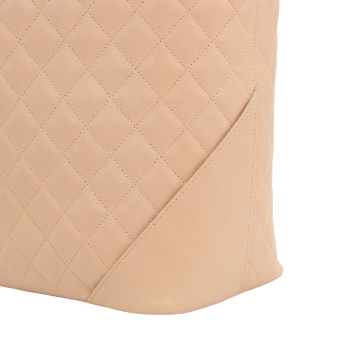 CHANEL Beige Quilted Calfskin & Patent Leather Large Cambon Ligne Tote Bag [Used]