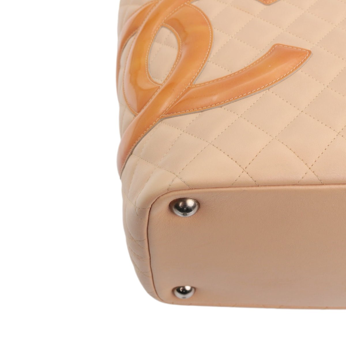 CHANEL Beige Quilted Calfskin & Patent Leather Large Cambon Ligne Tote Bag [Used]