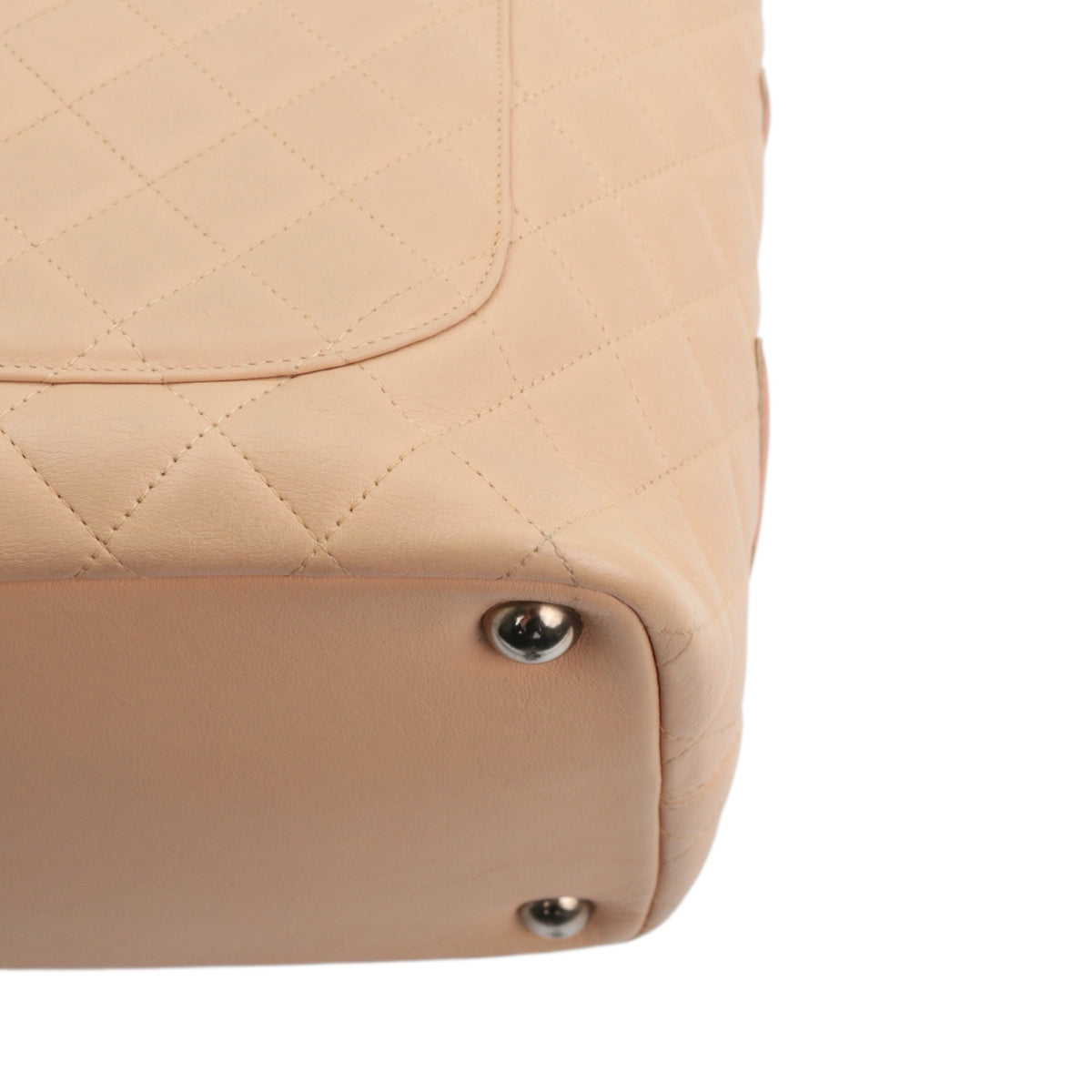 CHANEL Beige Quilted Calfskin & Patent Leather Large Cambon Ligne Tote Bag [Used]