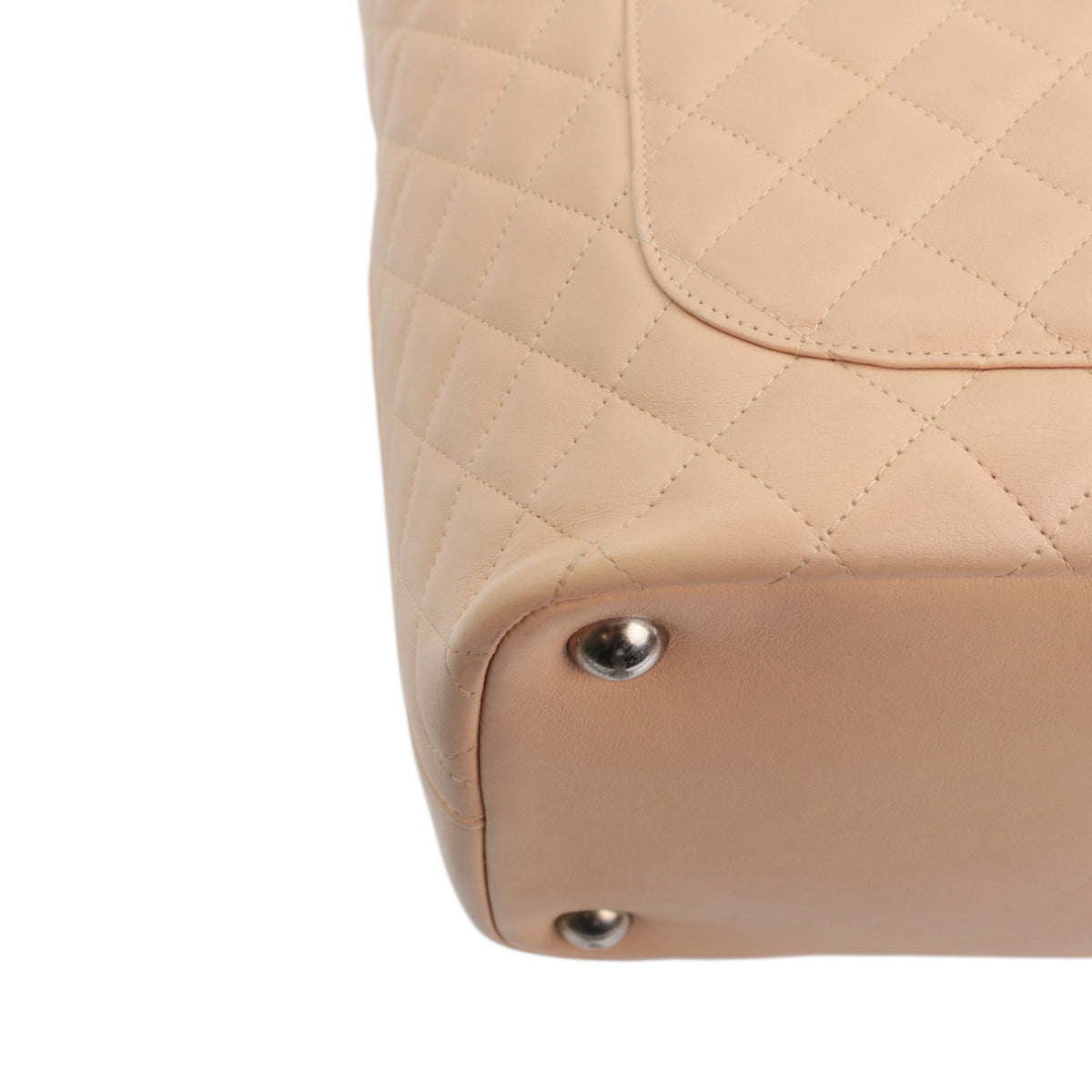 CHANEL Beige Quilted Calfskin & Patent Leather Large Cambon Ligne Tote Bag [Used]