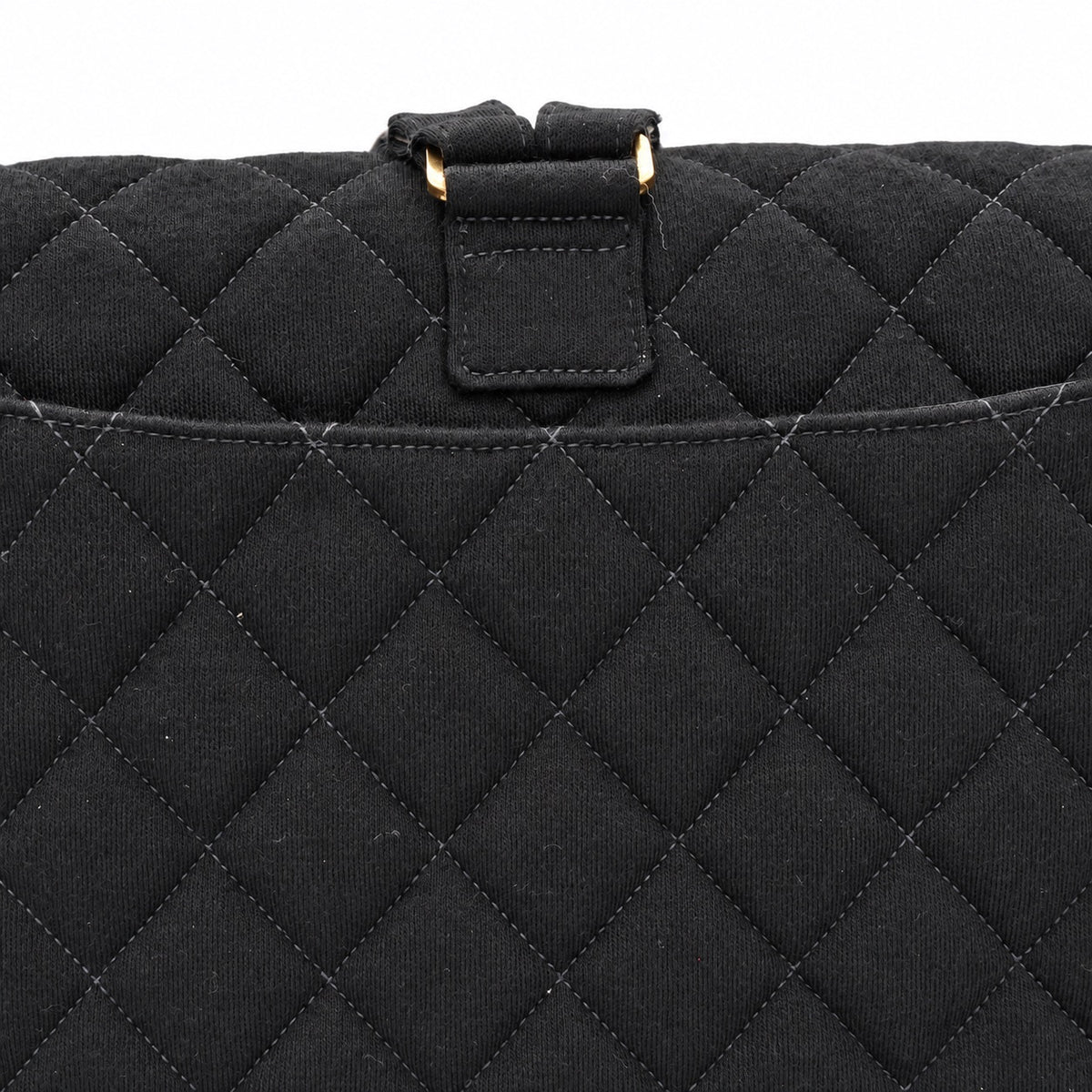 CHANEL Vintage Black Quilted Cotton Double CC Turnlock Backpack [Used]