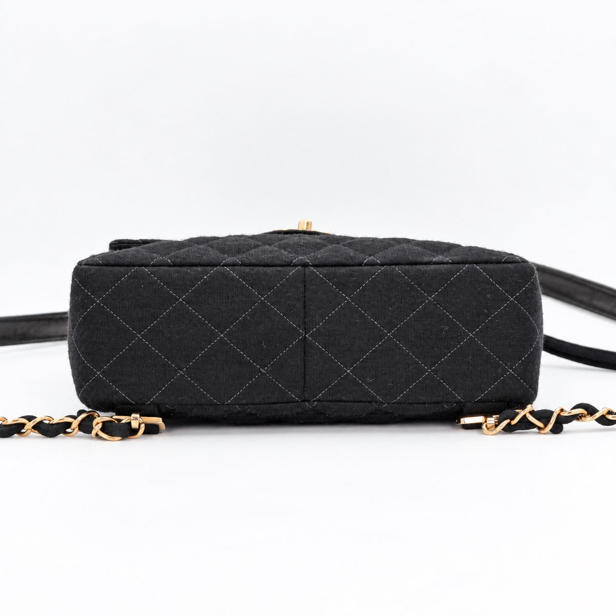 CHANEL Vintage Black Quilted Cotton Double CC Turnlock Backpack [Used]