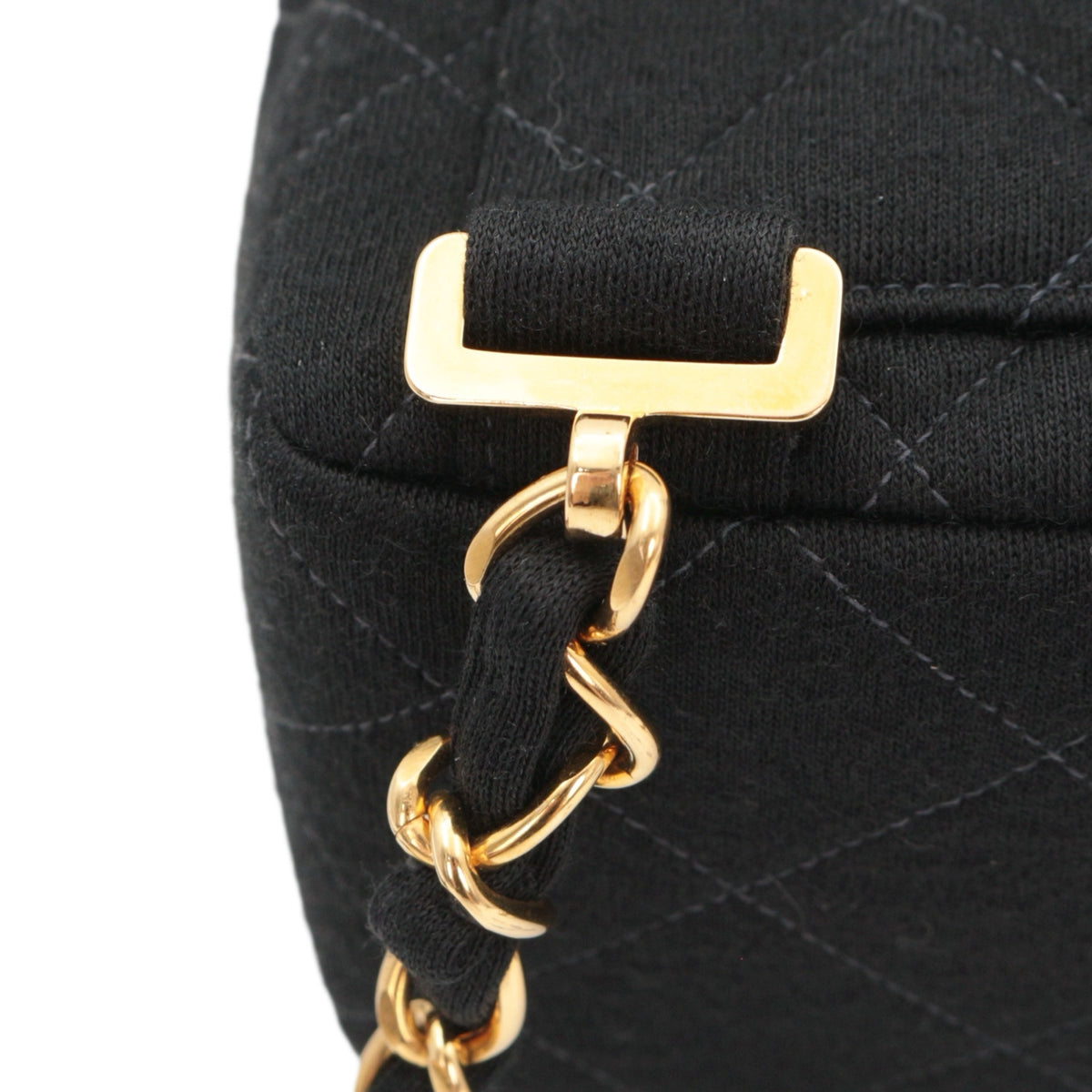 CHANEL Vintage Black Quilted Cotton Double CC Turnlock Backpack [Used]