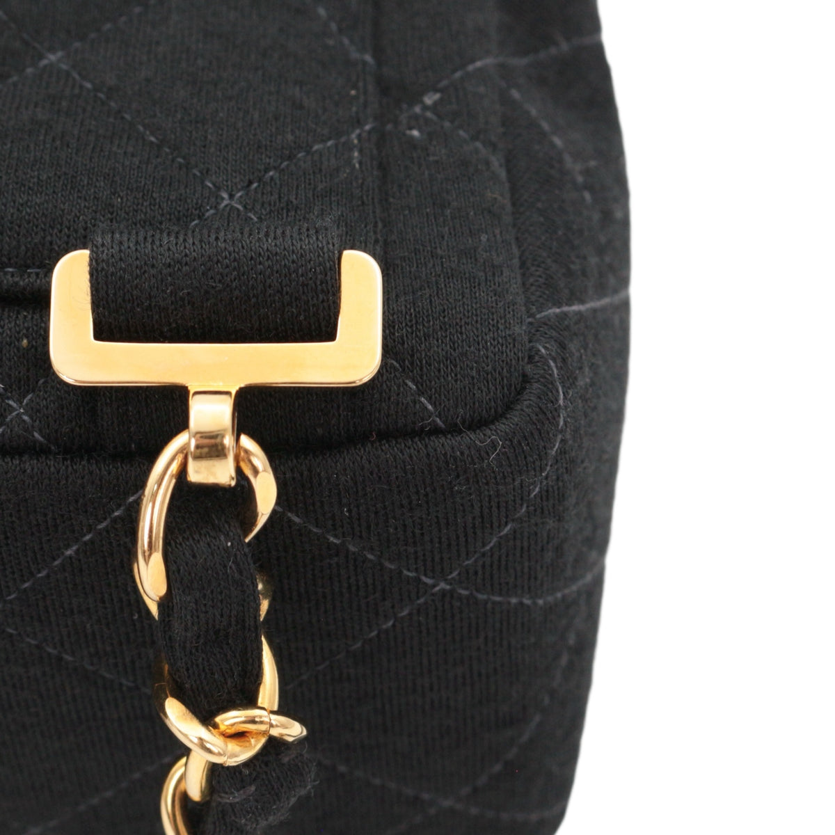 CHANEL Vintage Black Quilted Cotton Double CC Turnlock Backpack [Used]