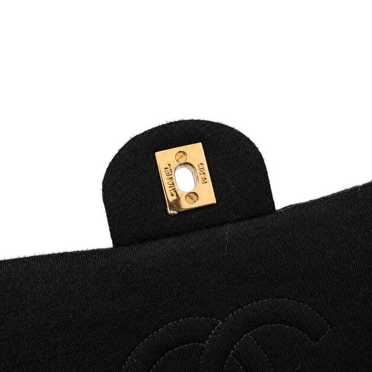 CHANEL Vintage Black Quilted Cotton Double CC Turnlock Backpack [Used]
