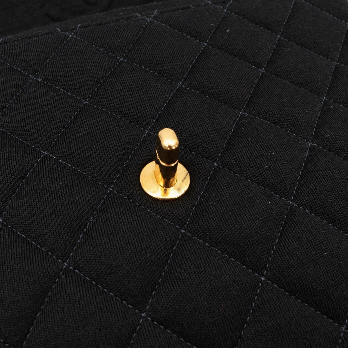 CHANEL Vintage Black Quilted Cotton Double CC Turnlock Backpack [Used]