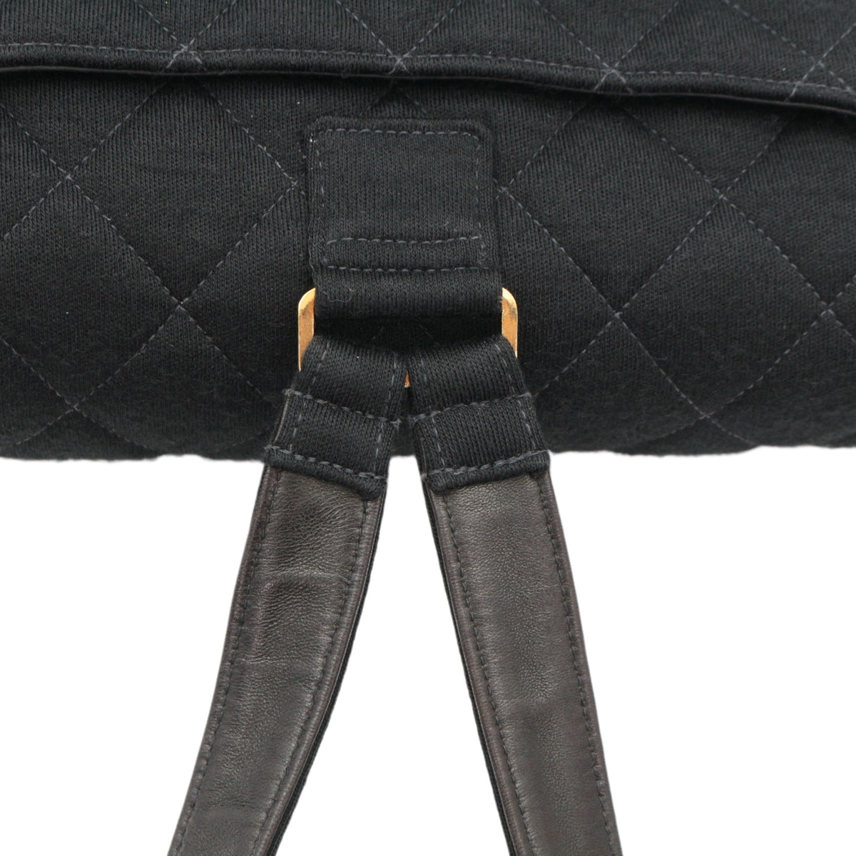 CHANEL Vintage Black Quilted Cotton Double CC Turnlock Backpack [Used]
