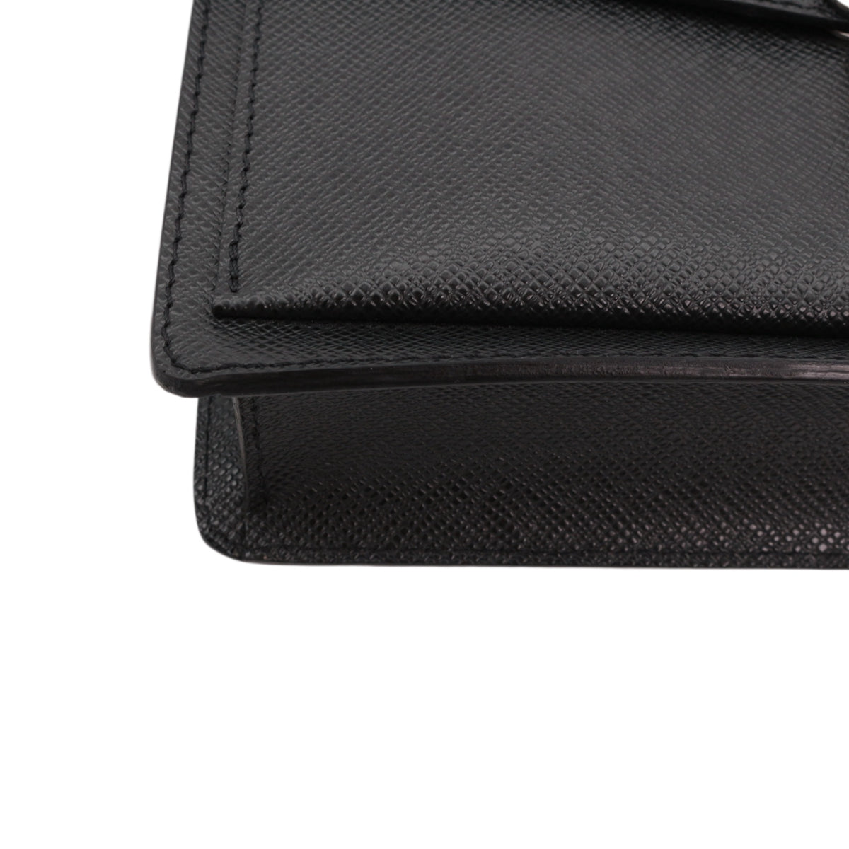 LOUIS VUITTON Black Taiga Leather S-Lock Clutch Bag M32592 [Used]