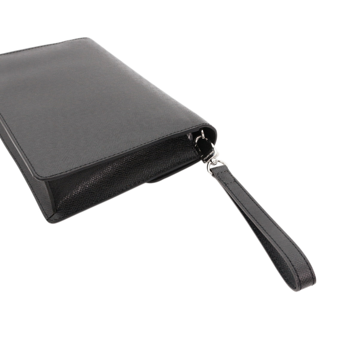 LOUIS VUITTON Black Taiga Leather S-Lock Clutch Bag M32592 [Used]