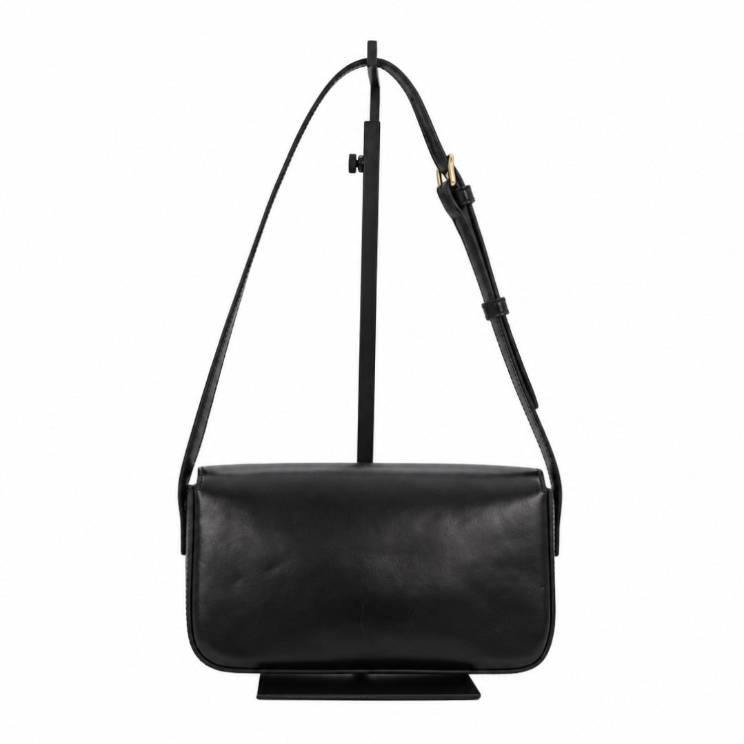 CELINE Black Shiny Calfskin Teen Triomphe Shoulder Bag [Used]