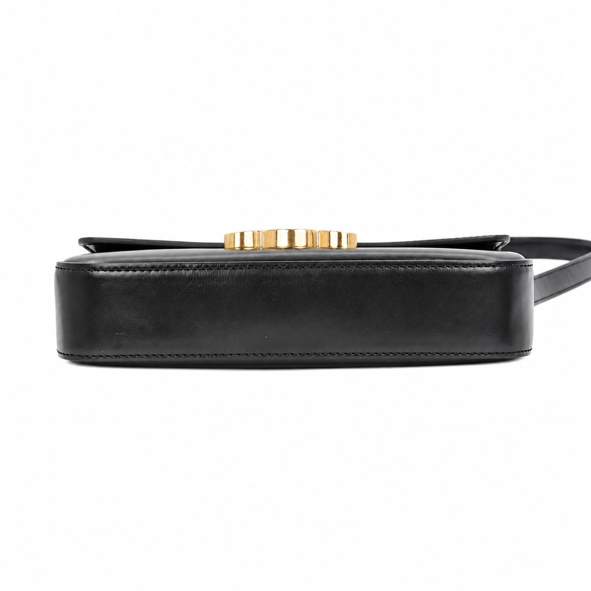 CELINE Black Shiny Calfskin Teen Triomphe Shoulder Bag [Used]