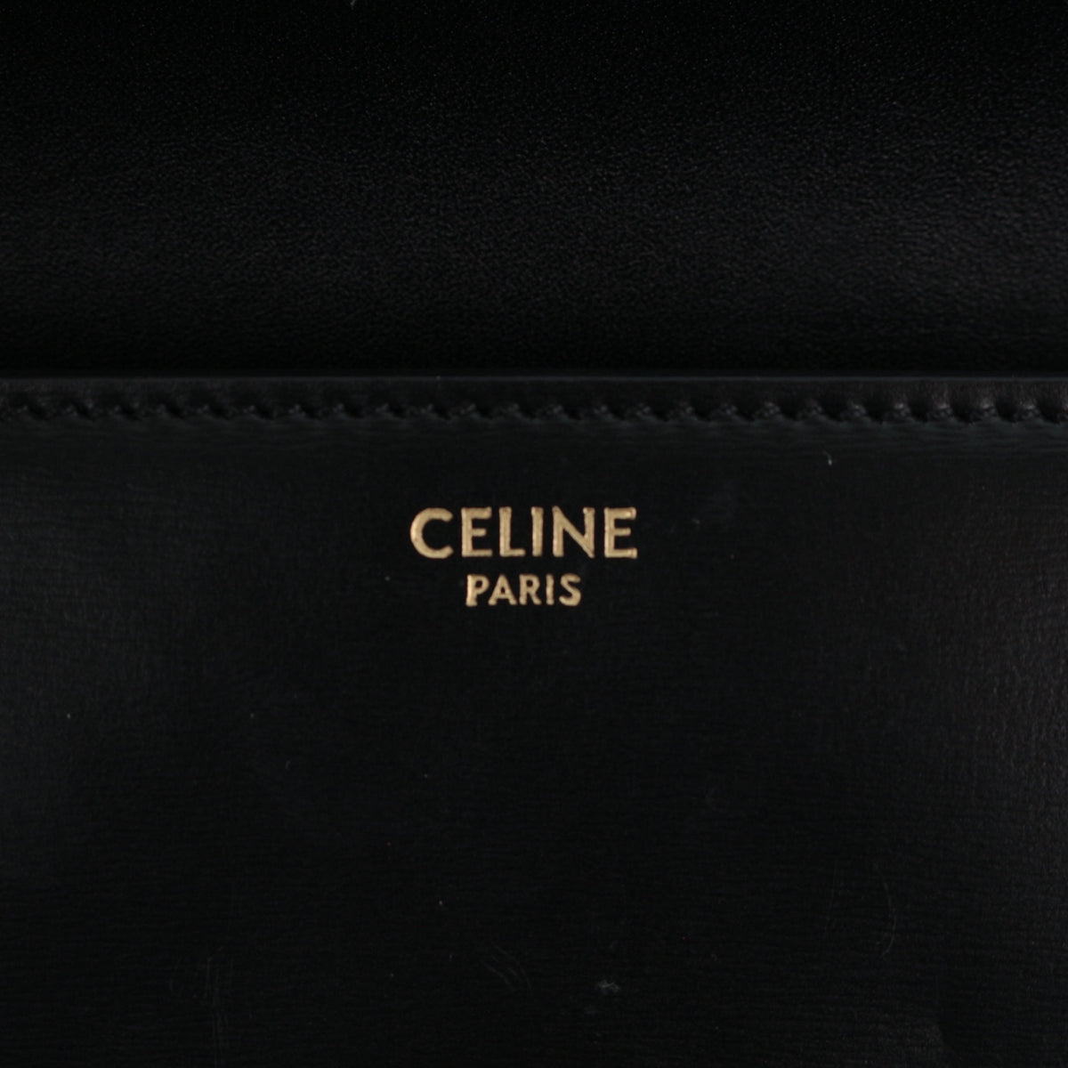 CELINE Black Shiny Calfskin Teen Triomphe Shoulder Bag [Used]