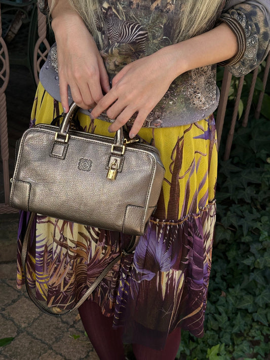LOEWE Metallic Bronze Leather Amazona 22 Bag [Used]