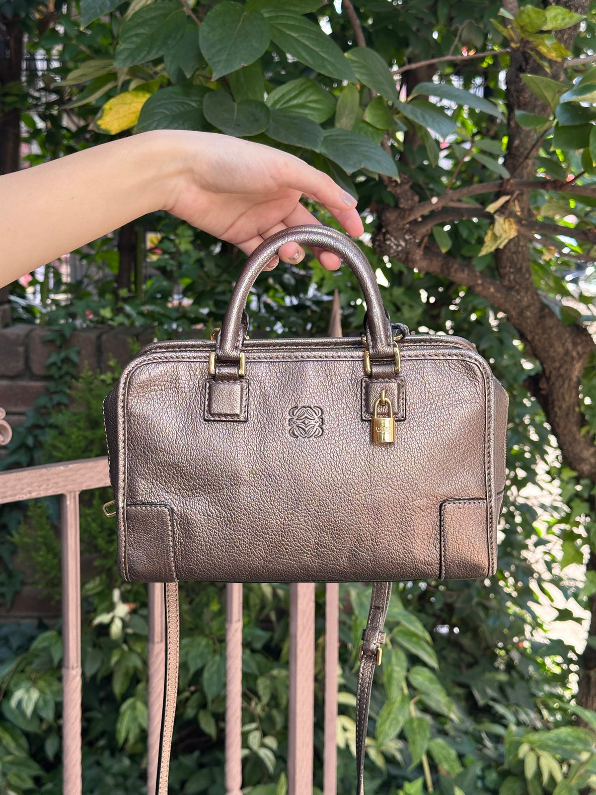 LOEWE Metallic Bronze Leather Amazona 22 Bag [Used]