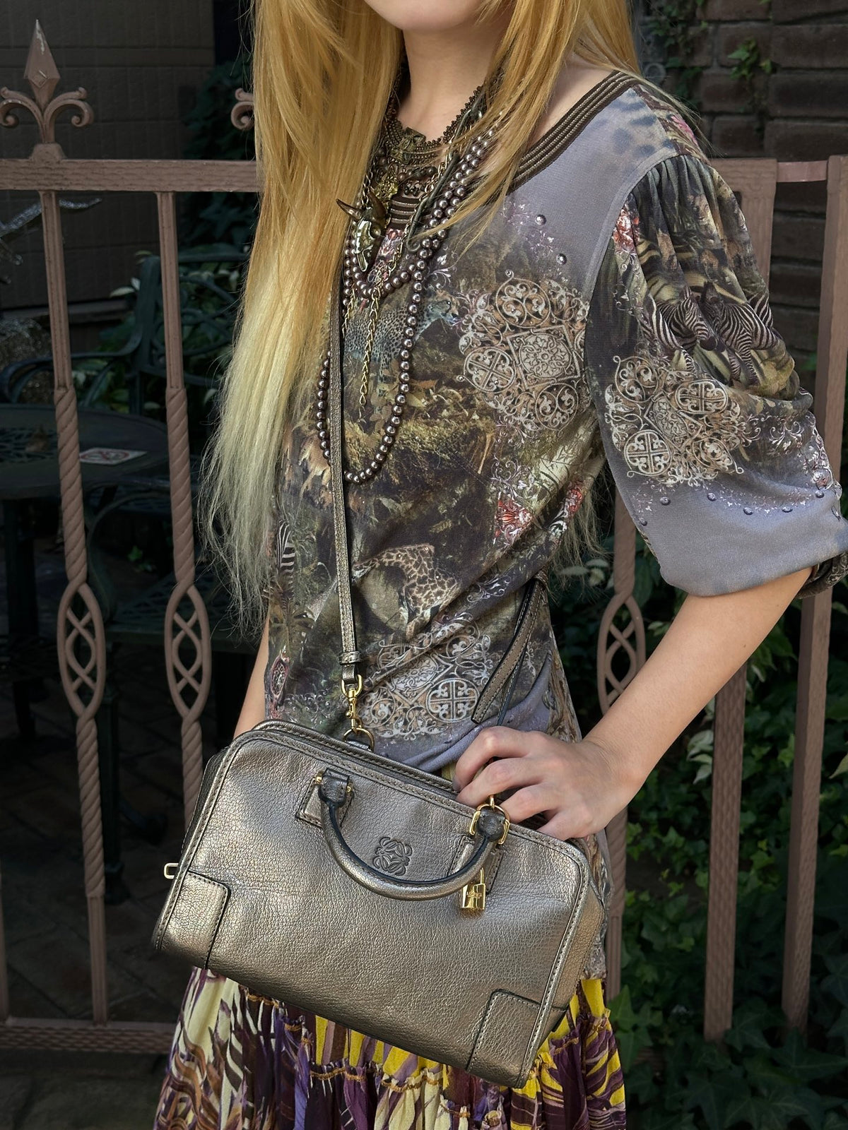LOEWE Metallic Bronze Leather Amazona 22 Bag [Used]