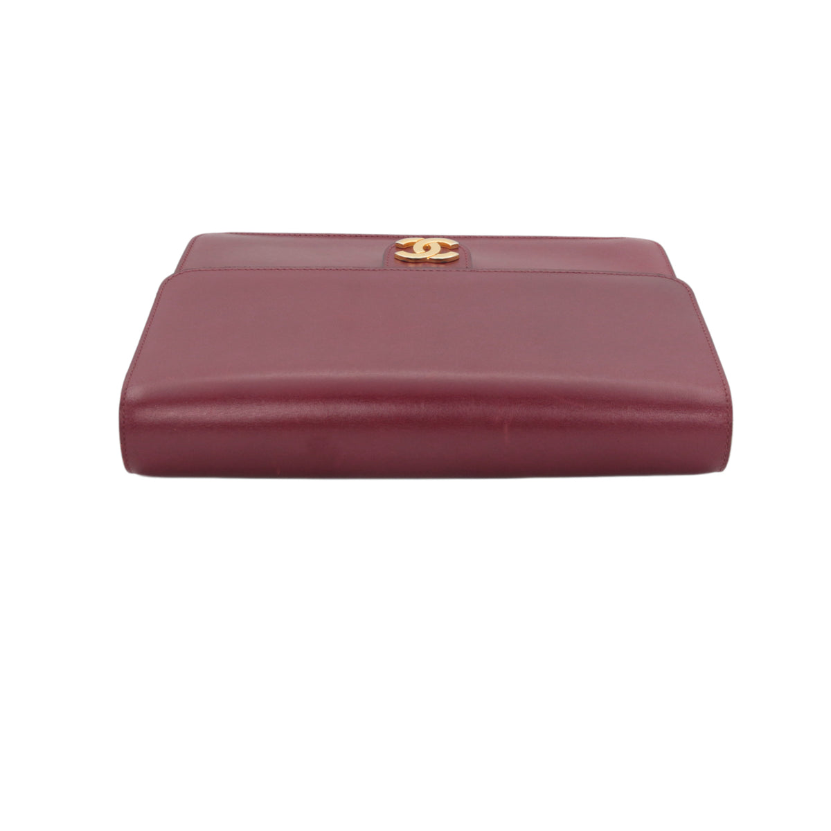 CHANEL Vintage Burgundy Box Calfskin Leather CC Chain Shoulder Bag [Used]