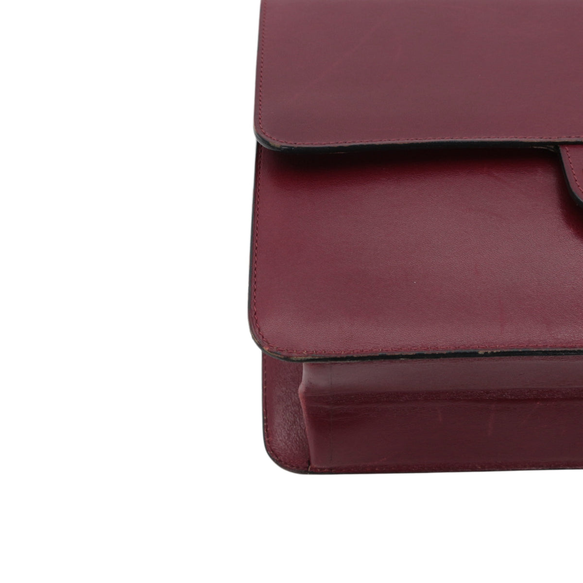 CHANEL Vintage Burgundy Box Calfskin Leather CC Chain Shoulder Bag [Used]