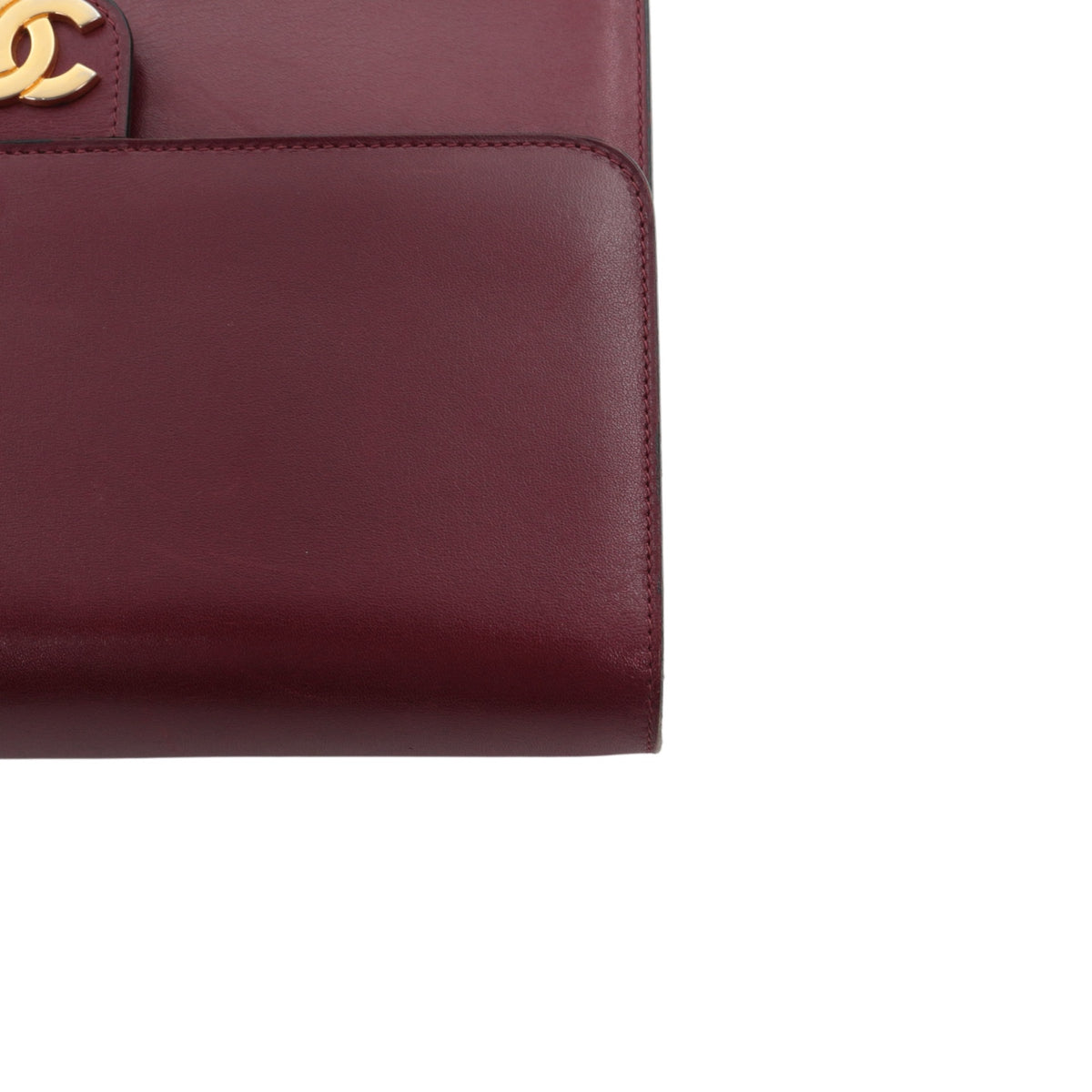 CHANEL Vintage Burgundy Box Calfskin Leather CC Chain Shoulder Bag [Used]