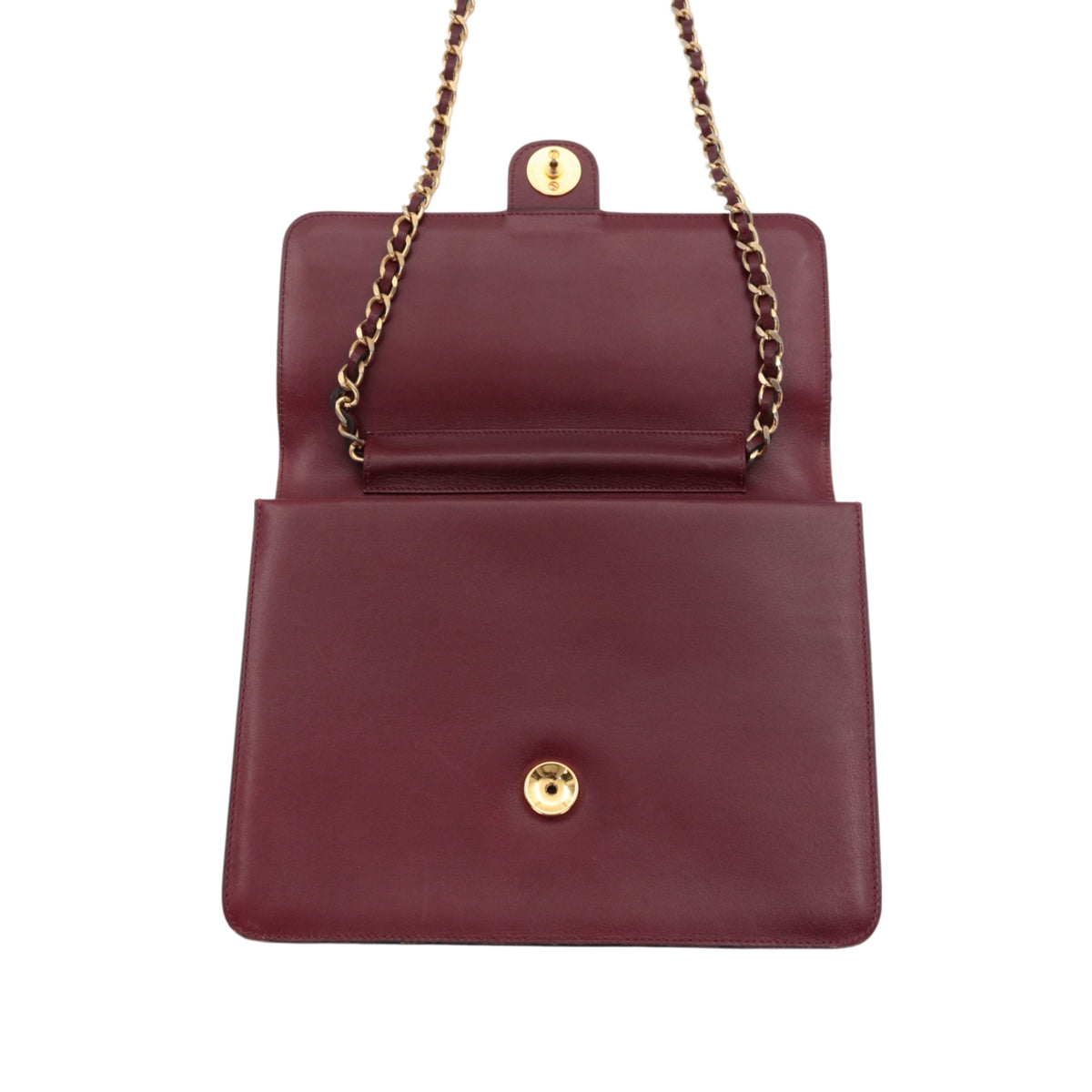 CHANEL Vintage Burgundy Box Calfskin Leather CC Chain Shoulder Bag [Used]