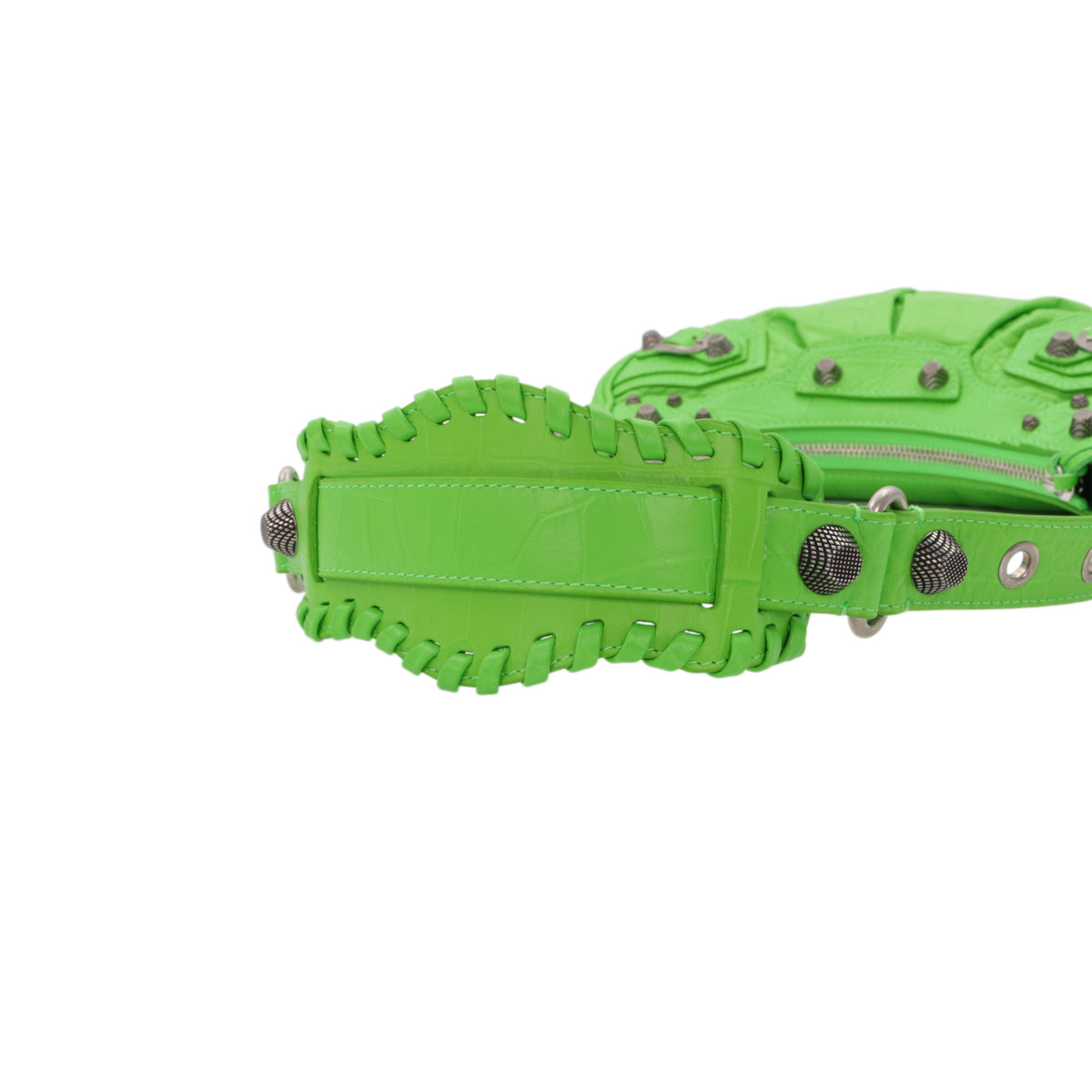BALENCIAGA Acid Green Croc-Embossed Leather Le Cagole XS Shoulder Bag [Used]