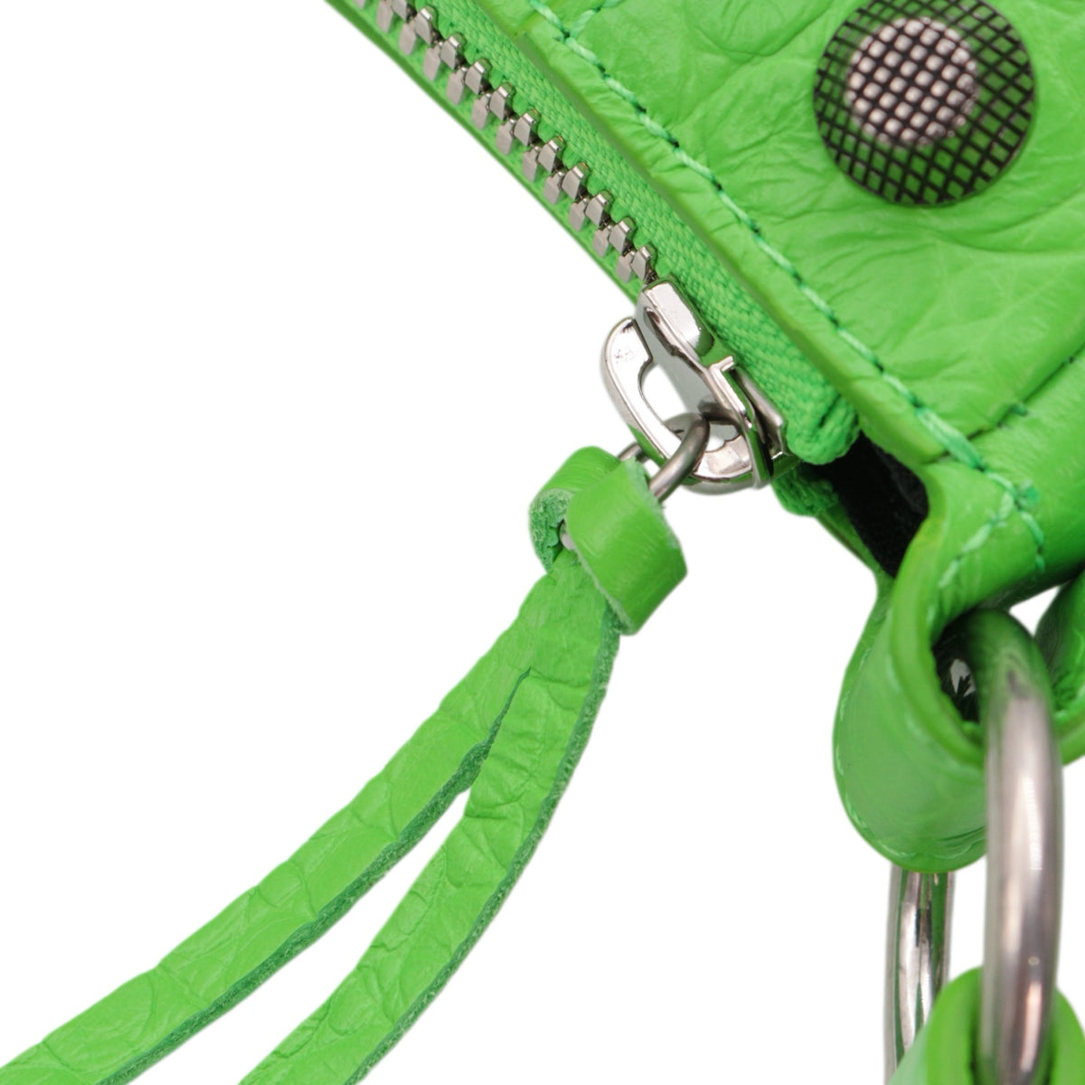BALENCIAGA Acid Green Croc-Embossed Leather Le Cagole XS Shoulder Bag [Used]