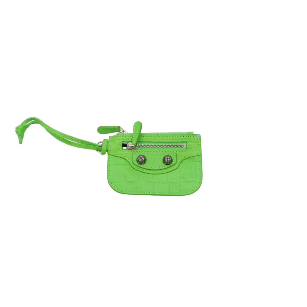 BALENCIAGA Acid Green Croc-Embossed Leather Le Cagole XS Shoulder Bag [Used]