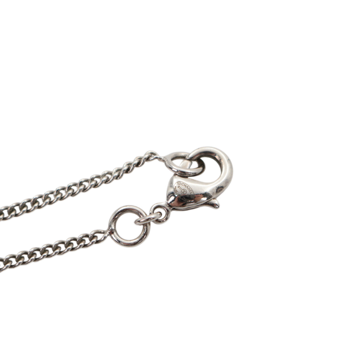 CHANEL Silver-Tone Crystal-Embellished CC Pendant Necklace B11V [Used]