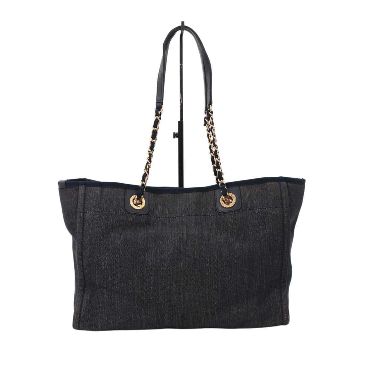 CHANEL Navy Blue Denim 31 Rue Cambon Logo Tote Bag [Used]