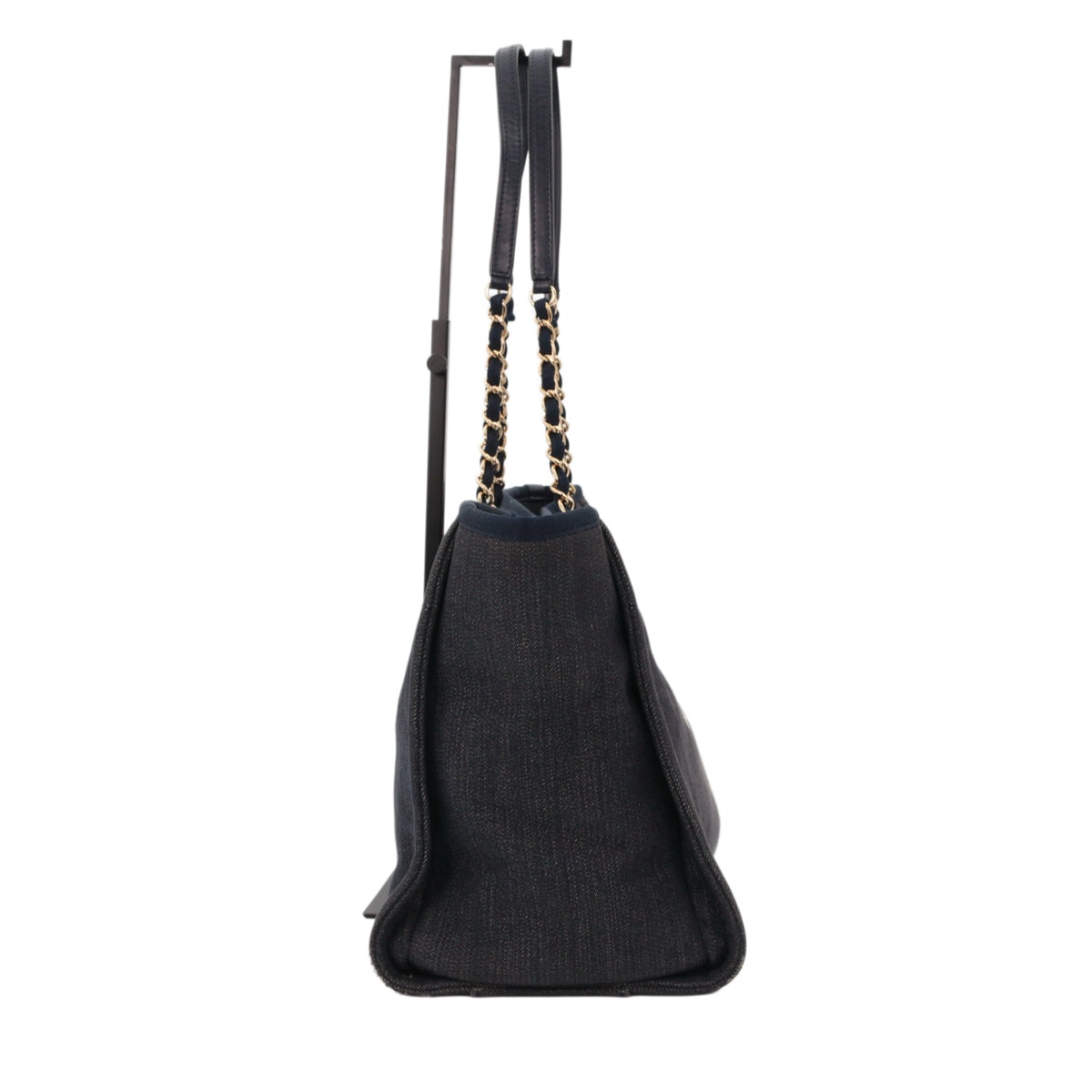 CHANEL Navy Blue Denim 31 Rue Cambon Logo Tote Bag [Used]