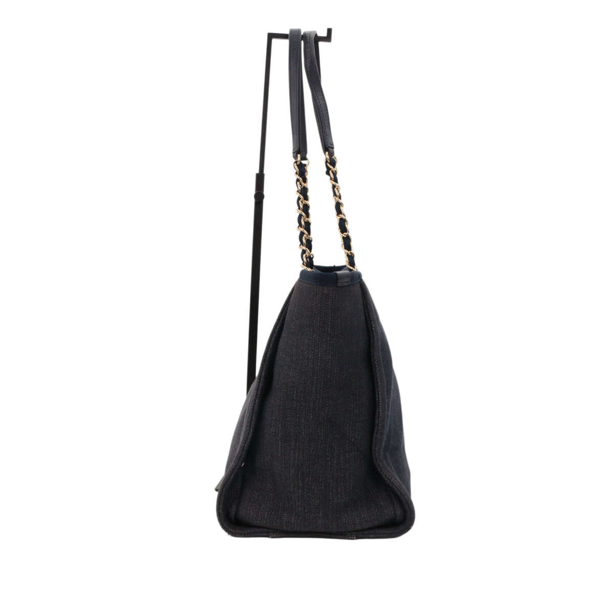 CHANEL Navy Blue Denim 31 Rue Cambon Logo Tote Bag [Used]