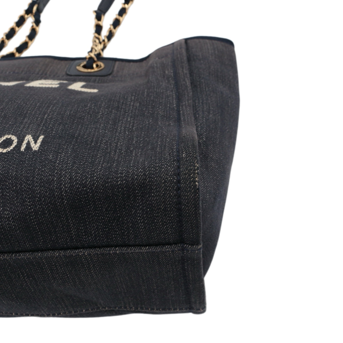 CHANEL Navy Blue Denim 31 Rue Cambon Logo Tote Bag [Used]