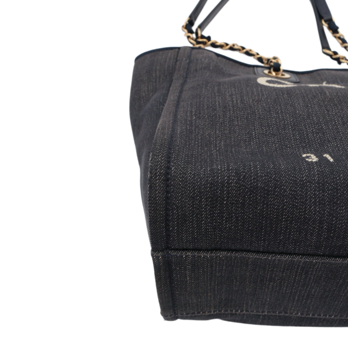 CHANEL Navy Blue Denim 31 Rue Cambon Logo Tote Bag [Used]