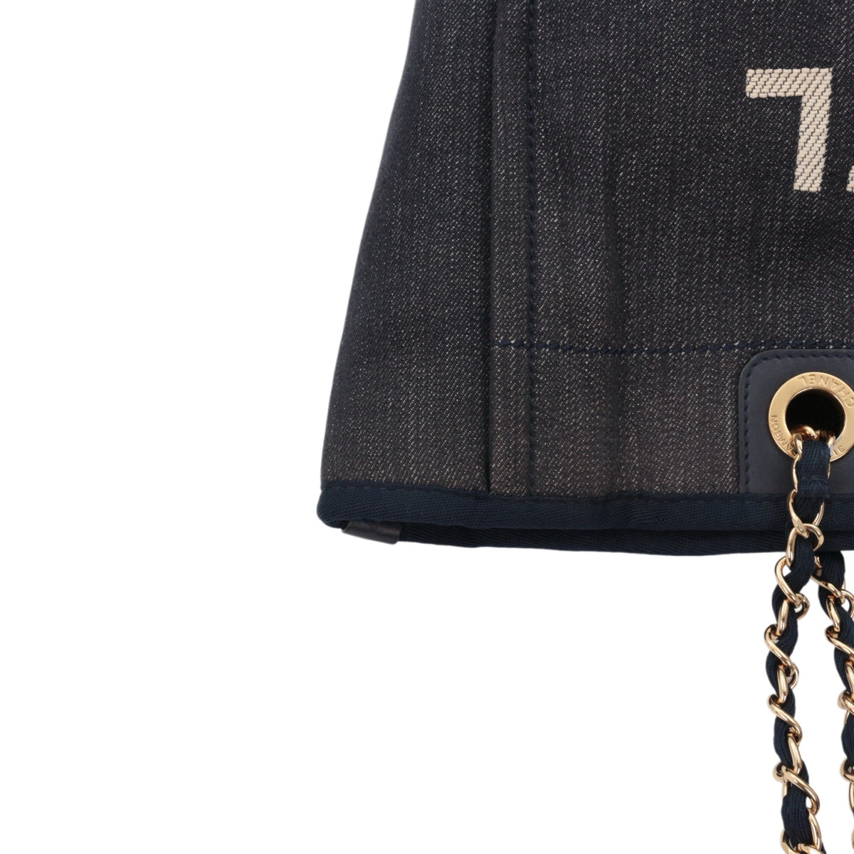 CHANEL Navy Blue Denim 31 Rue Cambon Logo Tote Bag [Used]