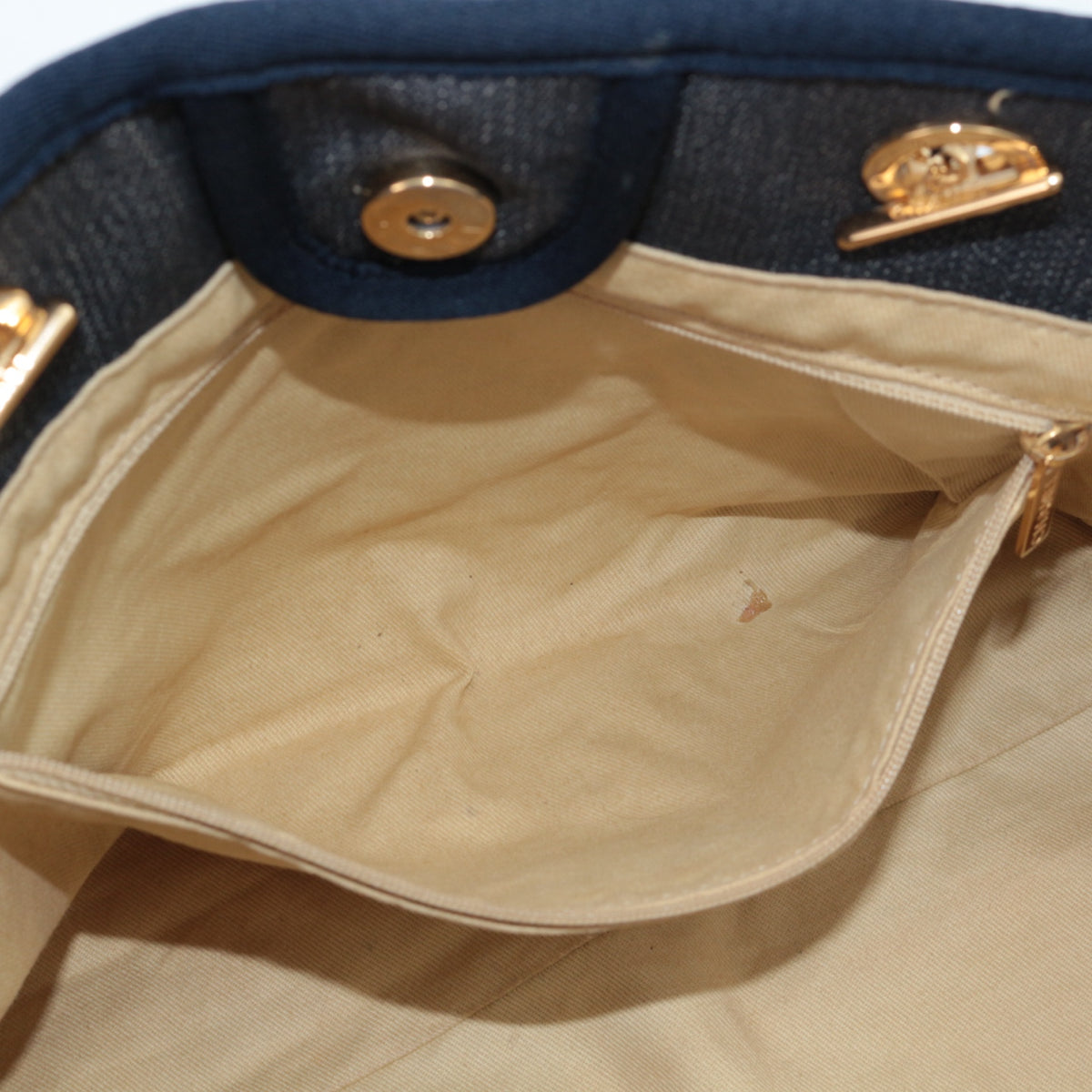 CHANEL Navy Blue Denim 31 Rue Cambon Logo Tote Bag [Used]
