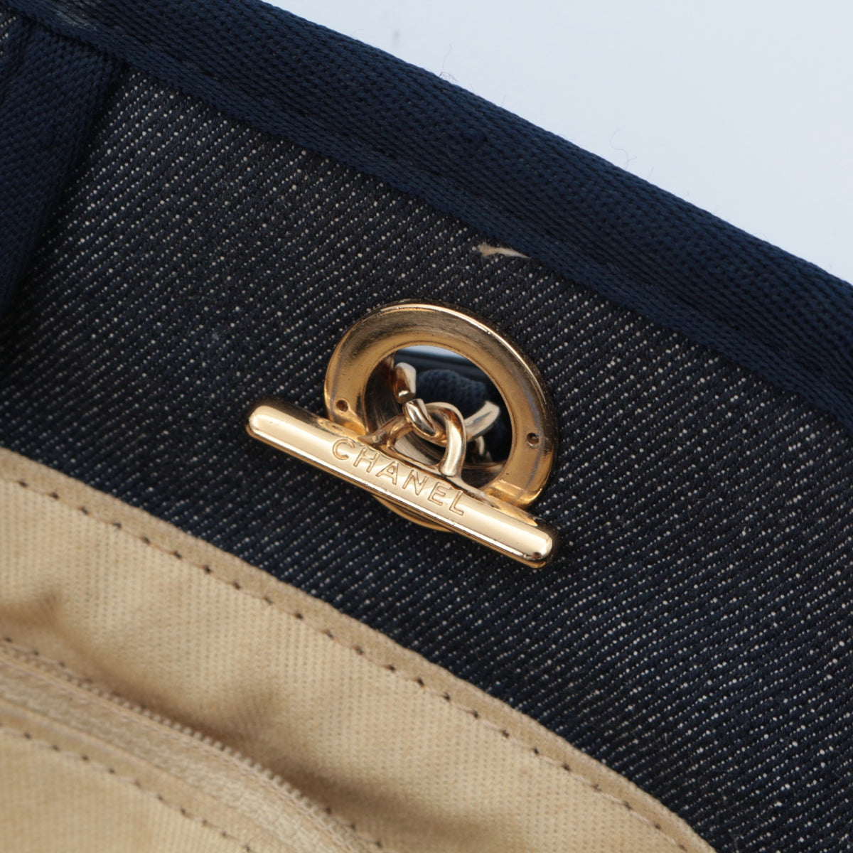 CHANEL Navy Blue Denim 31 Rue Cambon Logo Tote Bag [Used]