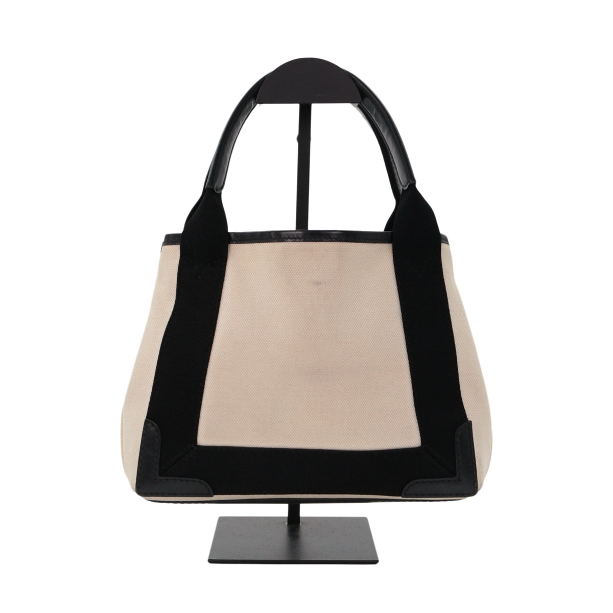 BALENCIAGA Black & White Canvas Navy Cabas XS Tote Bag [Used]
